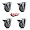 Service Caster 4'' Thermo Rubber Wheel Swivel Top Plate Caster Set with Posi Brake, 4PK SCC-20S414-TPRB-PLB-4 - alternate 4